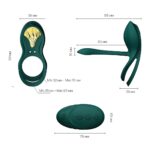Смарт-ерекційне кільце Zalo -  BAYEK Turquoise Green, подвійне з ввідною частиною, пульт ДК - Зображення 3
