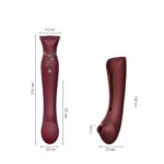 Смартвібратор 3в1 Zalo — Queen Wine Red, пульсівна перлина та вакуум, кристал Swarovski - Зображення 3