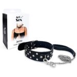 Нашийник з повідцем із натуральної шкіри із заклепками Art of Sex - Jenna Collar with Leash, чорний - Зображення 3