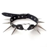 Чокер Серце з великими шипами, із натуральної шкіри Art of Sex - Crystal, колір Чорний - Зображення 3