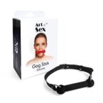 Кляп-палиця на ременях Art of Sex – Gag Stick Silicon, чорний, натуральна шкіра - Зображення 4