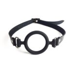 Кляп-розширювач силіконове кільце Art of Sex – Gag Ring, чорний, натуральна шкіра - Зображення 2