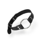 Кляп металеве кільце на ременях Art of Sex – Gag Ring Metal, чорний, натуральна шкіра - Зображення 2