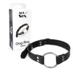 Кляп металеве кільце на ременях Art of Sex – Gag Ring Metal, чорний, натуральна шкіра - Зображення 3