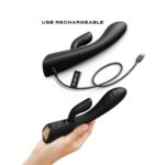 Вібратор-кролик з підігрівом Dorcel FLEXI RABBIT BLACK, гнучкий стовбур - Зображення 4