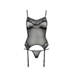 Корсет з пажами Passion MELANIA CORSET S/M, black, трусики, напівпрозорий - Зображення 5