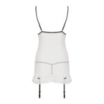 Сорочка прозора з пажами Passion ORIHIME CHEMISE S/M, white, трусики, стрепи - Зображення 4
