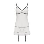 Сорочка прозора з пажами Passion ORIHIME CHEMISE XXL/XXXL, white, трусики, стрепи - Зображення 3
