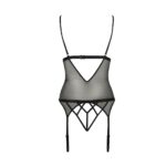 Корсет з відкритими грудьми Passion DIABOLINA CORSET XXL/XXXL, black, пажі, трусики, напівпрозорий - Зображення 4