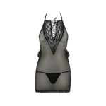 Сорочка прозора приталена Passion ERZA CHEMISE S/M, black, трусики - Зображення 3