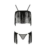 Комплект білизни Passion Exclusive KASSANDRA SET OpenBra S/M black, ліф з бахроми, трусики-спідниця - Зображення 5