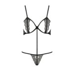 Комплект білизни Passion Exclusive QUENTRIS BIKINI XXL/XXXL, black, стрінги і напіввідкритий ліф - Зображення 5