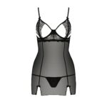 Прозора сорочка приталена Passion QUENTRIS CHEMISE L/XL, black, трусики - Зображення 5