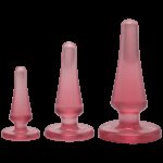 Набір анальних пробок Doc Johnson Crystal Jellies - Pink, макс. діаметр 2см - 3 см - 4 см