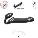 Безремінний страпон з вібрацією Strap-On-Me Vibrating Black M, діаметр 3,8см, пульт ДК, регульований - Зображення 3
