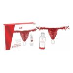 Набір Intt BRAZILIAN PANTY RED: трусики на резинці S-XL з перлинним кільцем + полунична змазка