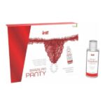 Набір Intt BRAZILIAN PANTY RED: трусики на резинці S-XL з перлинним кільцем + полунична змазка - Зображення 2