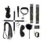 BDSM-набір Art of Sex – Spikes BDSM Set Leather, 10 предметів, чорний, натуральна шкіра - Зображення 2