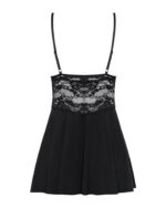 Сатиновий пеньюар із мереживом Obsessive 810-BAB-1 babydoll & thong S/M, чорний, пеньюар, танга - Зображення 6