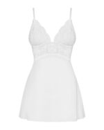 Сатиновий пеньюар із мереживом Obsessive 810-BAB-2 babydoll & thong S/M, білий, пеньюар, танга - Зображення 5
