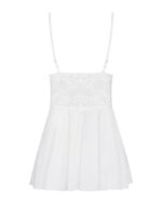Сатиновий пеньюар із мереживом Obsessive 810-BAB-2 babydoll & thong S/M, білий, пеньюар, танга - Зображення 6