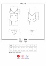 Сатиновий мереживний корсет Obsessive 810-COR-1 babydoll & thong L/XL, чорний, корсет, танга - Зображення 7