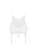 Сатиновий мереживний корсет Obsessive 810-COR-2 babydoll & thong L/XL, білий, корсет, танга - Зображення 6