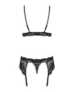 Мереживний комплект білизни Obsessive 810-SEG-1 S/M Black, бюстгальтер, стрінги, пояс для панчіх - Зображення 6