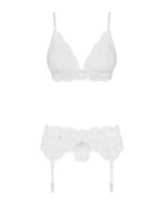 (SALE) Мереживний комплект білизни Obsessive 810-SEG-1 L/XL White, бюстгальтер, стрінги, пояс для панчіх - Зображення 5