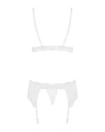 (SALE) Мереживний комплект білизни Obsessive 810-SEG-1 L/XL White, бюстгальтер, стрінги, пояс для панчіх - Зображення 6