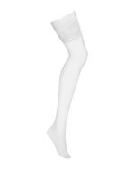 Панчохи під пояс із широким мереживом Obsessive 810-STO-2 stockings L/XL, білі - Зображення 3