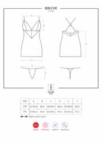 Сатиновий комплект для сну з мереживом Obsessive 828-CHE-1 chemise & thong S/M, чорний, сорочка, стр - Зображення 7