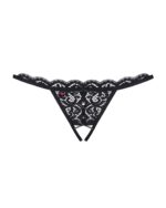Мереживні танги з двома отворами Obsessive 831-THC-1 crotchless thong S/M, чорні, бантики - Зображення 5