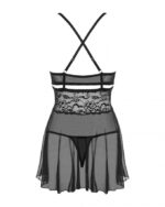 Еротичний мереживний комплект із сіточкою Obsessive 838-BAB-1 babydoll & thong black XXL, чорний, пе - Зображення 7