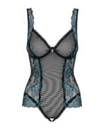 Сітчасте боді на кісточках Obsessive Amanta teddy XXL, чорне, з доступом - Зображення 5