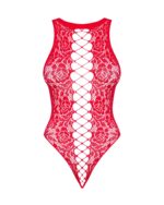 (SALE) Ажурний бодістокінг із ефектом шнурівки Obsessive B120 teddy red S/M/L, червоний - Зображення 5