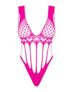 Сітчастий бодістокінг із поздовжніми вирізами Obsessive B121 teddy S/M/L, рожевий - Зображення 5
