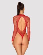 Сітчастий бодістокінг із довгим рукавом Obsessive B126 teddy red S/M/L, червоний - Зображення 2