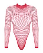 (SALE) Сітчастий бодістокінг із довгим рукавом Obsessive B126 teddy red XL/XXL, червоний - Зображення 5