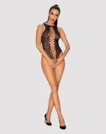 Ажурний бодістокінг із ефектом шнурівки Obsessive B129 teddy black S/M/L, чорний, з доступом - Зображення 3