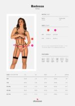 (SALE) Боді зі стреп із доступом Obsessive Badossa crotchless teddy L/XL, чорний - Зображення 7