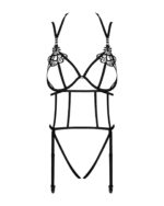 (SALE) Боді зі стреп із доступом Obsessive Badossa crotchless teddy L/XL, чорний - Зображення 5