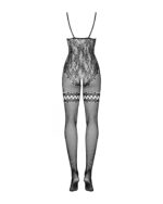 (SALE) Бодістокінг Obsessive Bodystocking F213 S/M/L, імітація мереживного боді та резинки для панчіх - Зображення 6