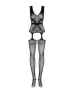 Бодістокінг Obsessive Bodystocking F217 XL/XXL, елегантний силуетний малюнок, імітація панчіх - Зображення 5