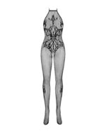 (SALE) Бодістокінг Obsessive Bodystocking G308 S/M/L, халтер, декор у вигляді татуювання - Зображення 5