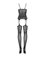 (SALE) Бодістокінг Obsessive Bodystocking G310 S/M/L, топ, панчохи, підв’язки, круглі вирізи - Зображення 6