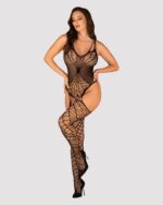 (SALE) Ажурний бодістокінг під павутину Obsessive Bodystocking G325 black S/M/L, чорний, комбінезон, імітац - Зображення 3