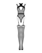 (SALE) Ажурний бодістокінг з отворами Obsessive Bodystocking G327 black S/M/L, чорний, комбінезон, з доступ - Зображення 5