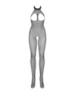 Бодістокінг із дрібної сітки з відкритими грудьми та доступом Obsessive Bodystocking N101 S/M/L, чор - Зображення 3