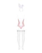 Еротичний костюм зайчика Obsessive Bunny suit 4 pcs costume pink L/XL, рожевий, топ з підв’язками, т - Зображення 6